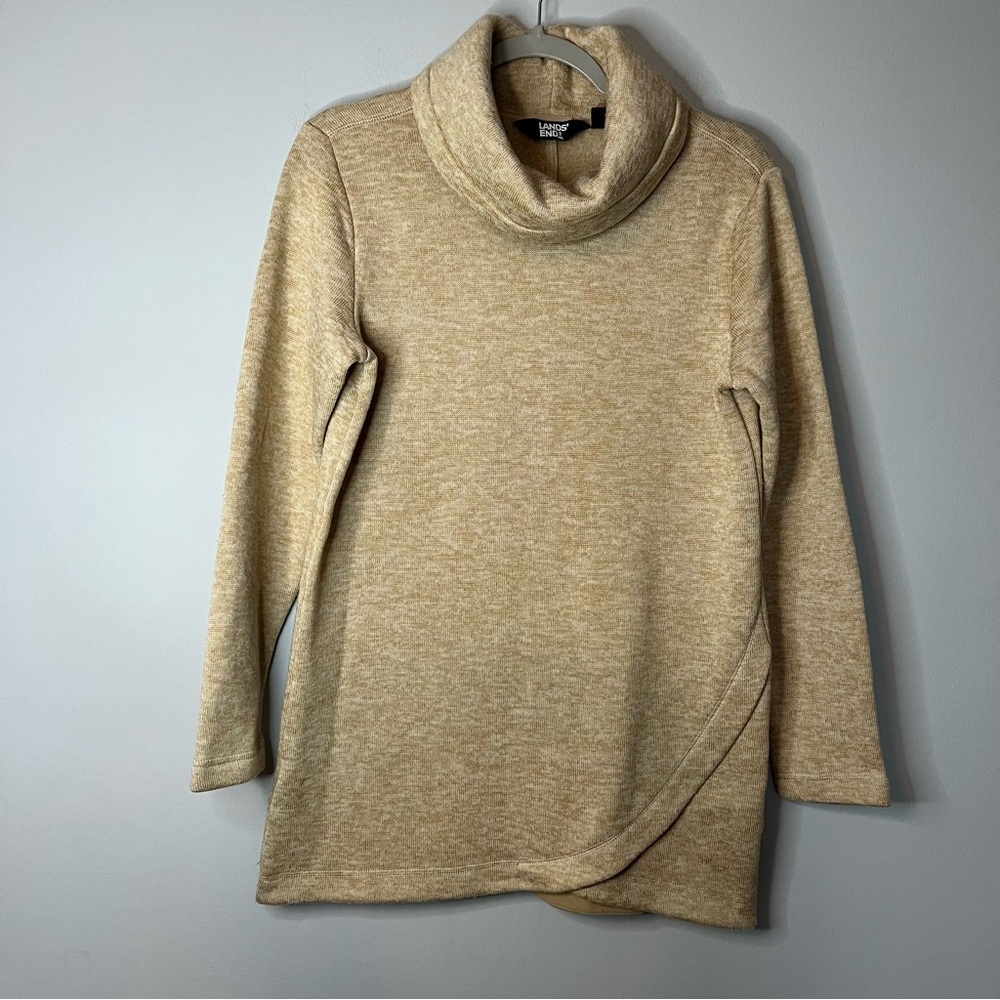 Women’s Lands’ End tan cowl neck pullover sweater size small S
